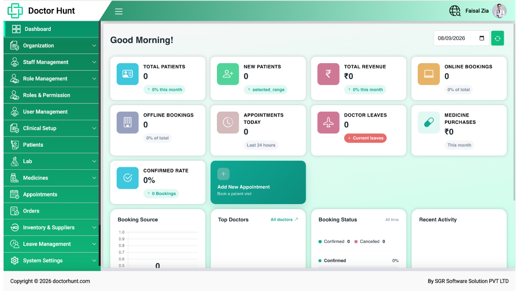 Doctor Hunt — Hospital & Clinic Management Platform - Healthcare & Clinical SaaS Case Study | SGR Software Solution