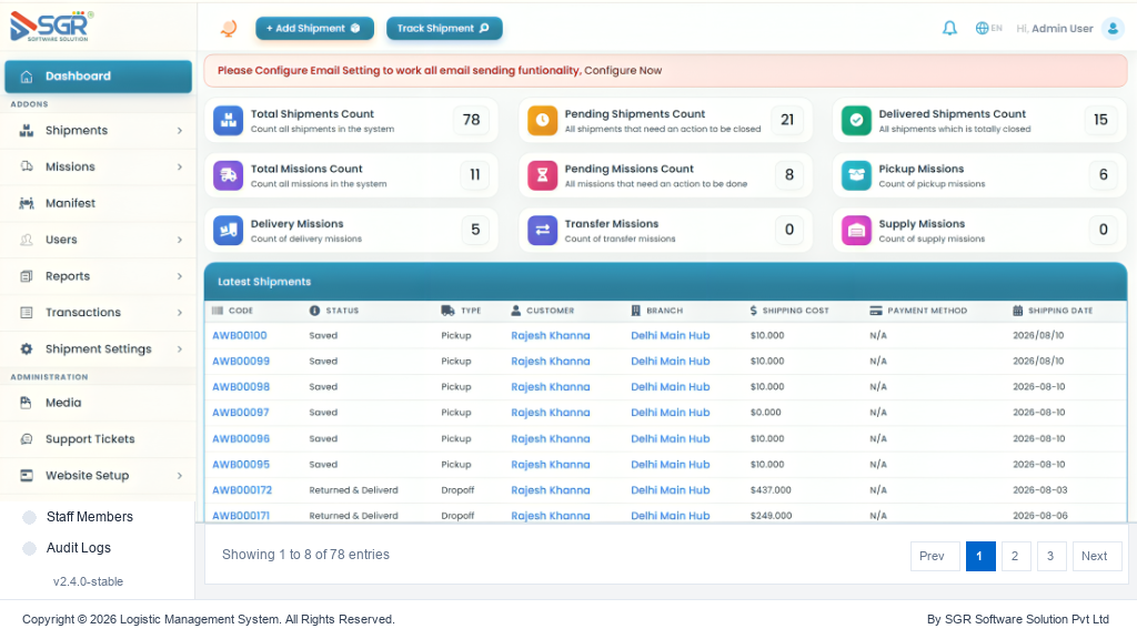 Logistic Management System — Fleet & Shipment ERP - Logistics & Supply Chain ERP Case Study | SGR Software Solution