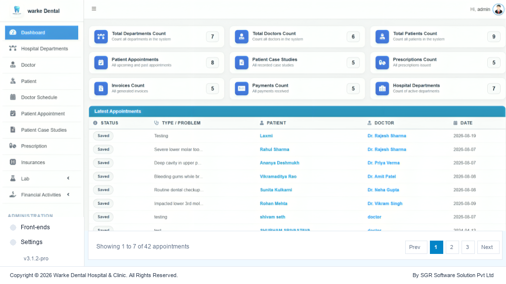 Warke Dental — Clinic & Hospital Management Web Platform - Dental Practice Management SaaS Case Study | SGR Software Solution