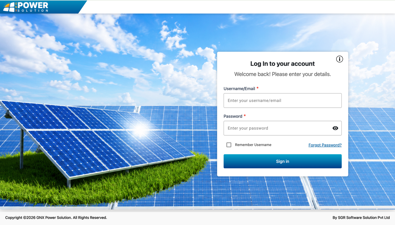 GNX  (Power Solution) - Login Portal