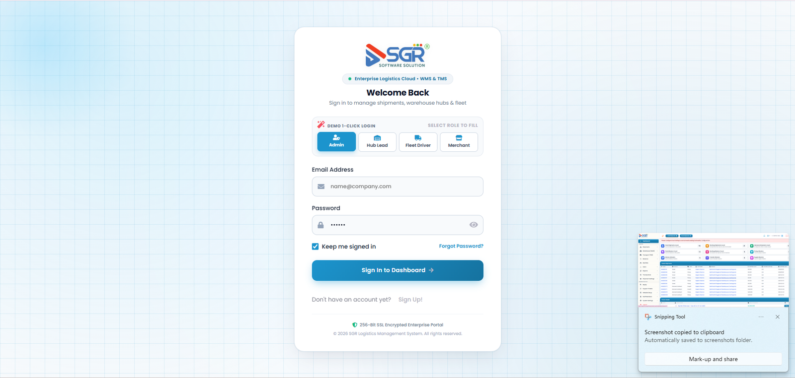 Logistics Management System (L MS) - Login Portal