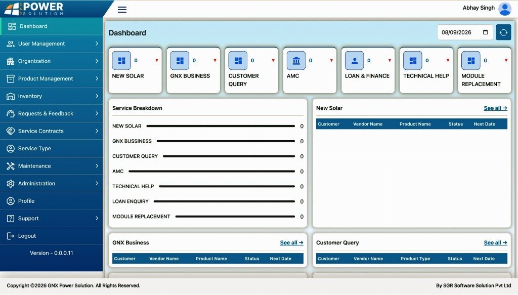 GNX  (Power Solution) - Admin Dashboard